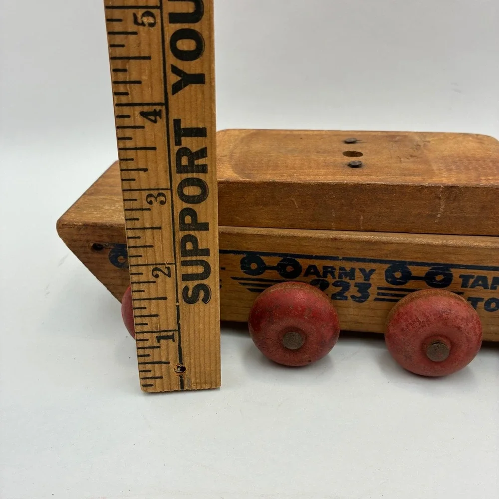 Vintage Wooden US Army Tank Toy 223 Military Folk Art N.D. Cass Company 1940s